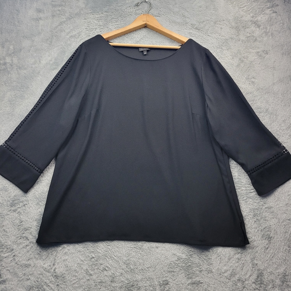 Talbots Womens Blouse Size XL Cutout Detail Sleeve Side Zipper